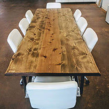 Load image into Gallery viewer, Elegant Live Edge Wooden Conference Table