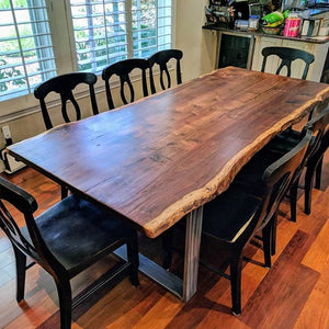 Elegant Live Edge Dining Table (Dark Brown)