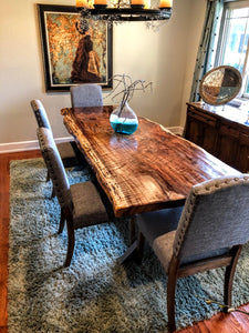 Elegant Live Edge Dining Table (Brown)