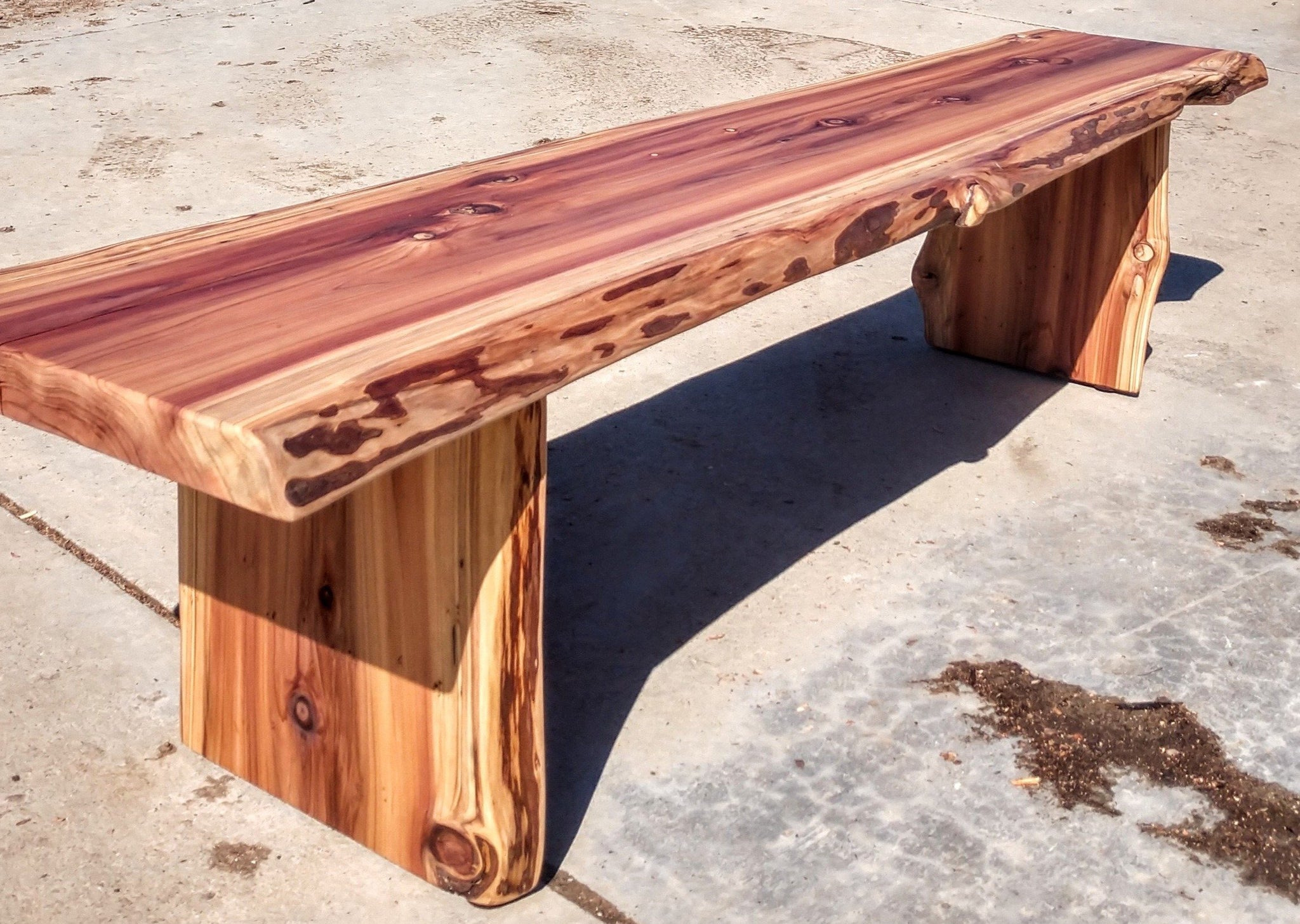 live edge wood bench from urban salvage wood and high recycled content  steel - modern industrial — birdloft